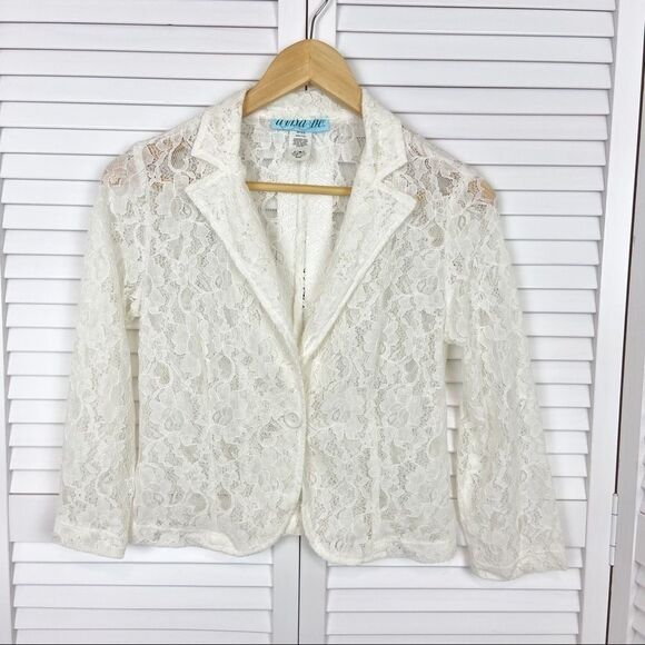 dina be Sheer Lace 3/4 Sleeve Blazer Size Small - Picture 8 of 9